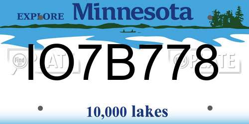 IO7B778 Minnesota License Plate
