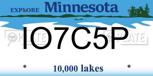IO7C5P Minnesota License Plate
