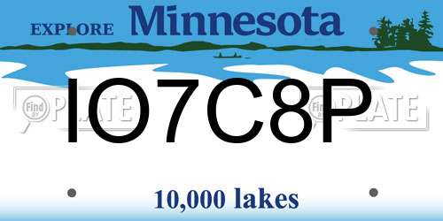 IO7C8P Minnesota License Plate