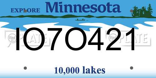 IO7O421 Minnesota License Plate