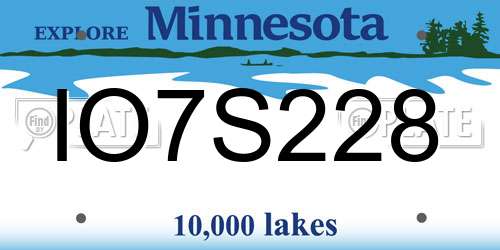 IO7S228 Minnesota License Plate