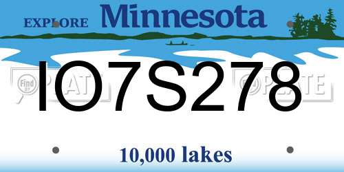 IO7S278 Minnesota License Plate