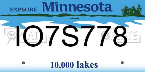 IO7S778 Minnesota License Plate