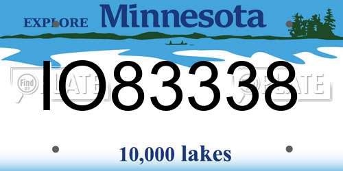 IO83338 Minnesota License Plate