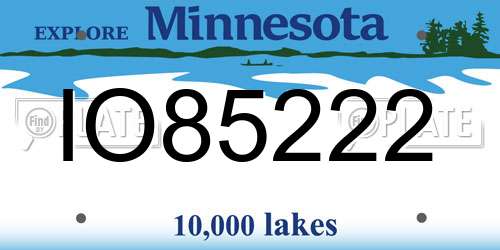 IO85222 Minnesota License Plate