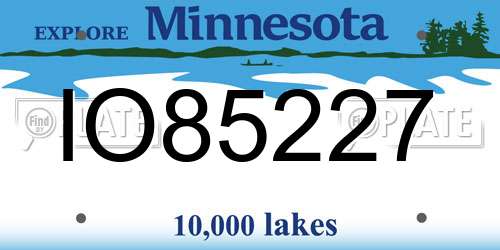 IO85227 Minnesota License Plate
