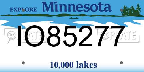 IO85277 Minnesota License Plate