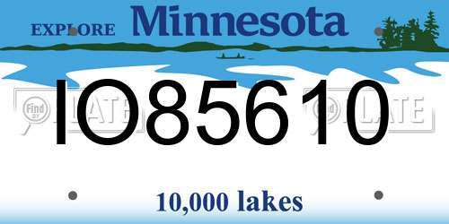 IO85610 Minnesota License Plate