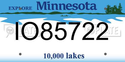 IO85722 Minnesota License Plate