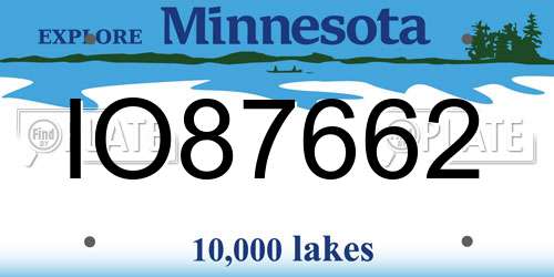 IO87662 Minnesota License Plate