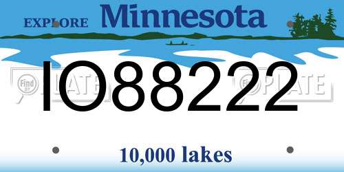 IO88222 Minnesota License Plate