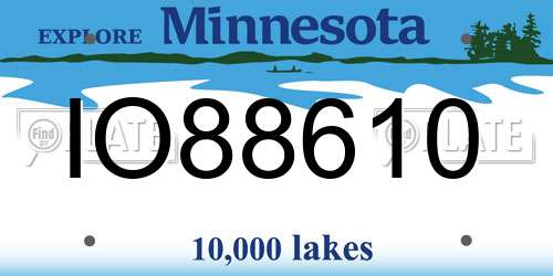 IO88610 Minnesota License Plate