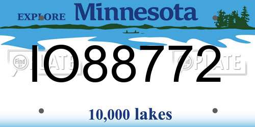 IO88772 Minnesota License Plate