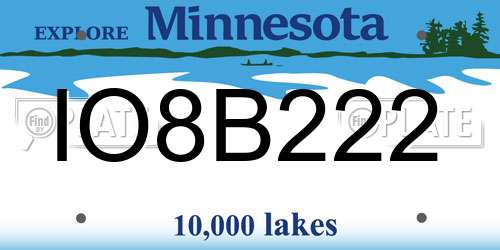 IO8B222 Minnesota License Plate