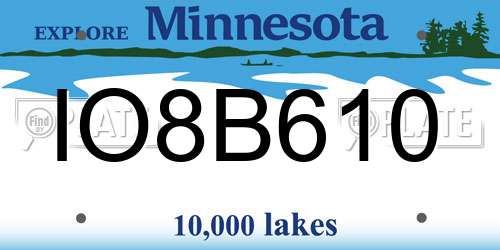 IO8B610 Minnesota License Plate