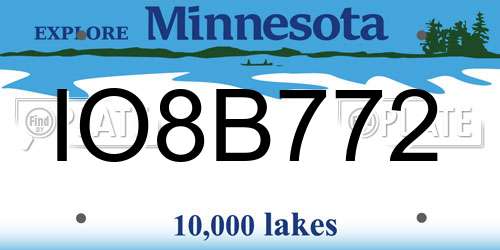 IO8B772 Minnesota License Plate