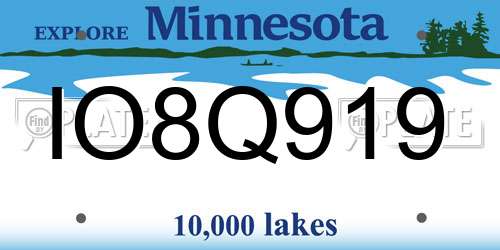 IO8Q919 Minnesota License Plate
