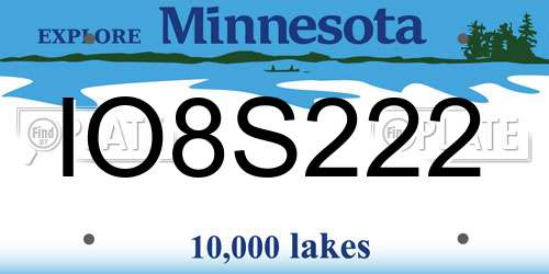 IO8S222 Minnesota License Plate