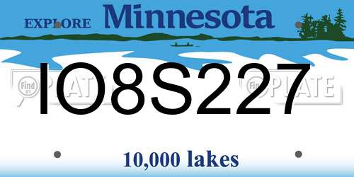 IO8S227 Minnesota License Plate