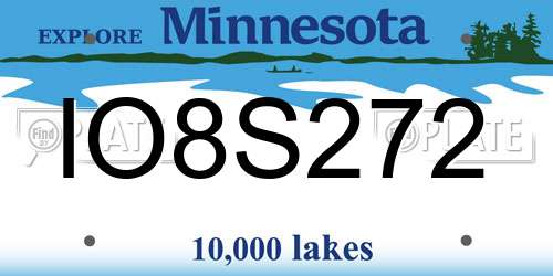 IO8S272 Minnesota License Plate