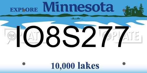 IO8S277 Minnesota License Plate