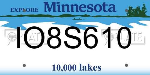 IO8S610 Minnesota License Plate