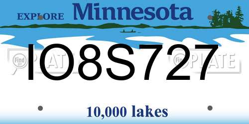 IO8S727 Minnesota License Plate