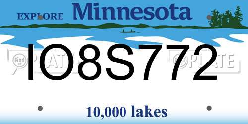 IO8S772 Minnesota License Plate