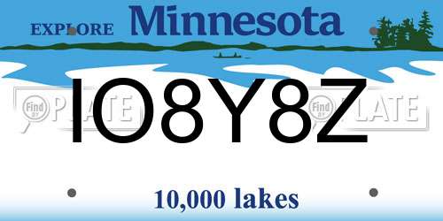 IO8Y8Z Minnesota License Plate
