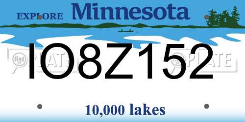 IO8Z152 Minnesota License Plate