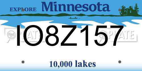 IO8Z157 Minnesota License Plate