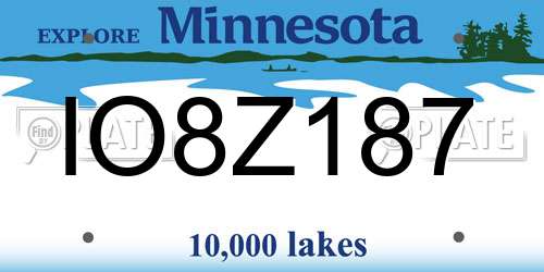 IO8Z187 Minnesota License Plate