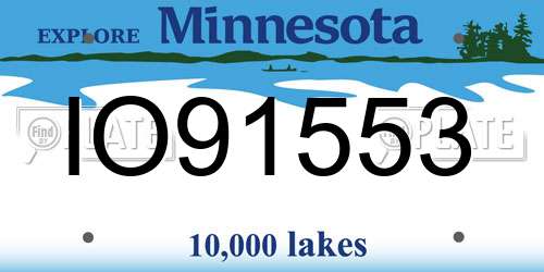IO91553 Minnesota License Plate