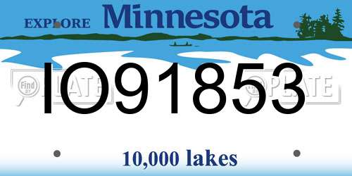 IO91853 Minnesota License Plate