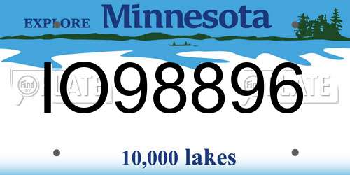 IO98896 Minnesota License Plate