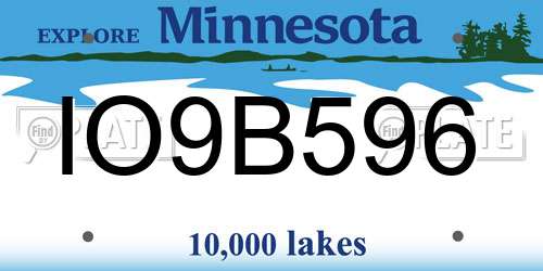 IO9B596 Minnesota License Plate