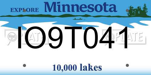 IO9T041 Minnesota License Plate