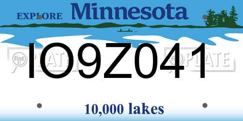 IO9Z041 Minnesota License Plate