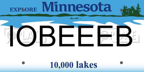 IOBEEEB Minnesota License Plate