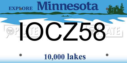 IOCZ58 Minnesota License Plate