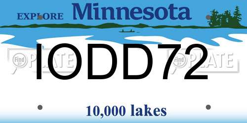 IODD72 Minnesota License Plate