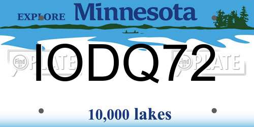 IODQ72 Minnesota License Plate