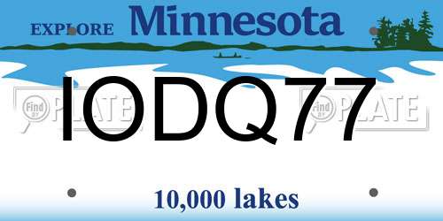 IODQ77 Minnesota License Plate
