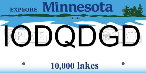 IODQDGD Minnesota License Plate