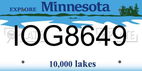 IOG8649 Minnesota License Plate