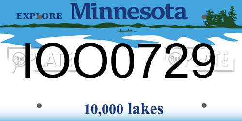 IOO0729 Minnesota License Plate