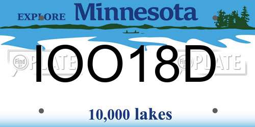 IOO18D Minnesota License Plate