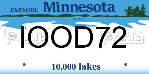 IOOD72 Minnesota License Plate