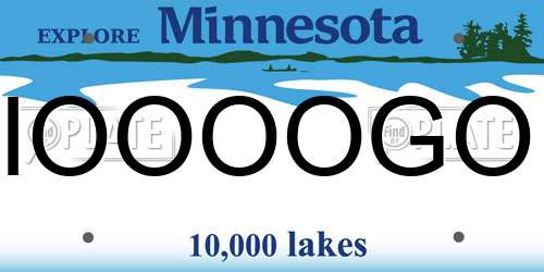 IOOOOGO Minnesota License Plate