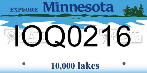 IOQ0216 Minnesota License Plate